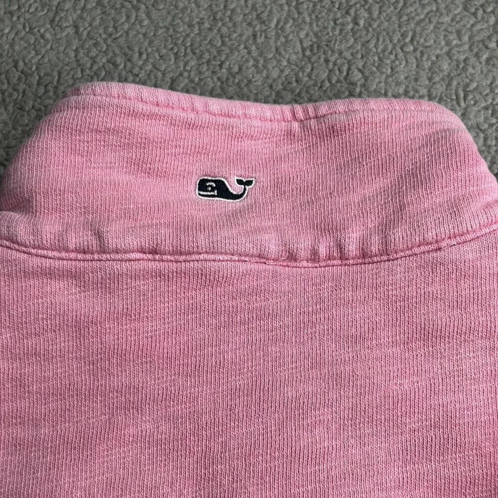 Vineyard Vines Sweatshirt Womens M Pink 1/4 Zip Kangaroo Pocket Logo Pullover - Picture 3 of 15